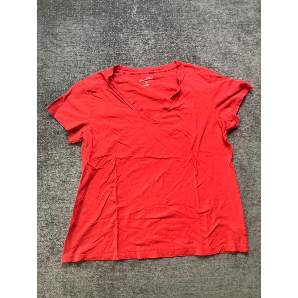 Universal Thread Goods Co T-Shirt Womens XL Red Cotton Pullover Casual V-Neck
